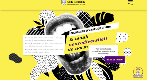 Schermafbeelding van de website van Gek Genoeg